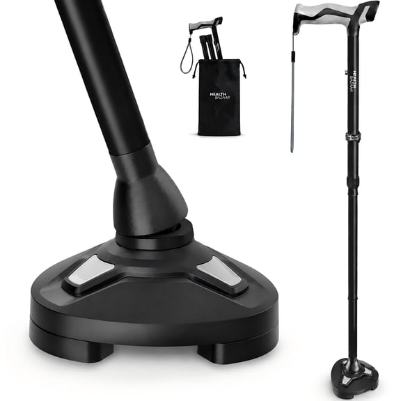 Healthbazaar Adjustable Walk Cane for Seniors,Foldable Cane,Black