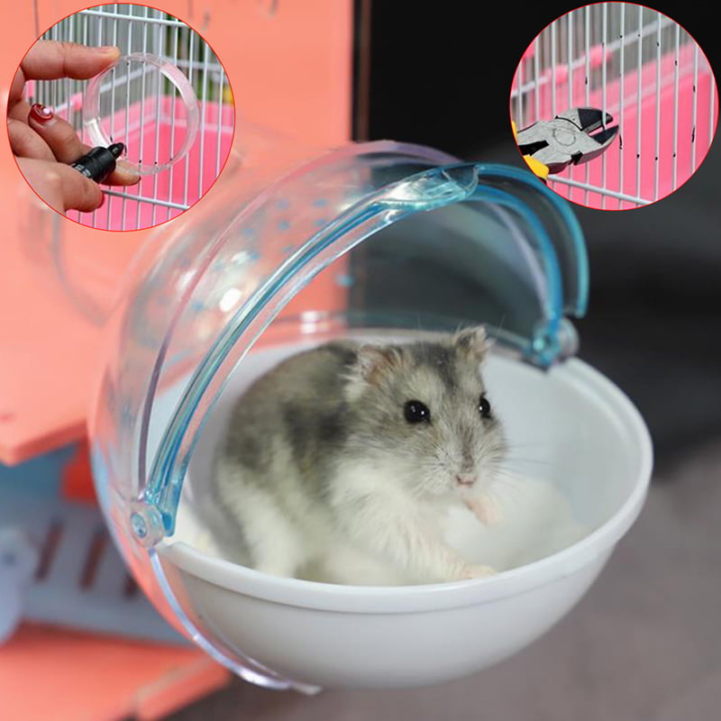 Small Hamster Bathing Sand Cage Pet Bathroom 10 x 16cm Blue & Pink Blue