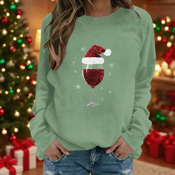 FDGIU Trendy 2025 Women's Xmas Sweater – Funny Print Long Sleeve Pullover, Winter Casual Tunic