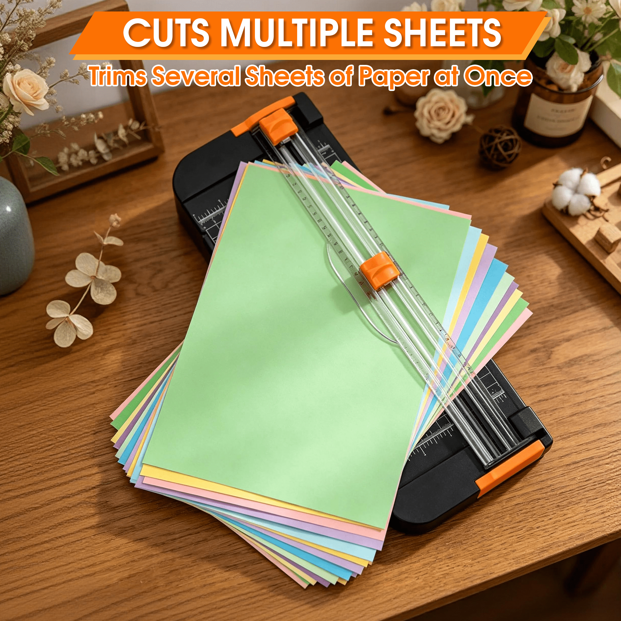 GARITIN 12 Inch Paper Cutter, Portable Sliding Paper Trimmer with Safety Blade Guard for Photos, Cardstock & Craft Projects