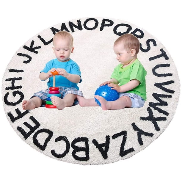 ABC Kids Rug Alphabet Education Area Alfombra para niños pequeños – Baby Play and Sleep Felpa, Alfombra tejida a mano con alfabeto para decoración del hogar (redonda, 32 pulgadas, rosa) Zhivalor CZJJ-XM9-8