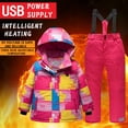 thumbnail image 2 of Kids Baby Girls Boys Winter Camouflage Smart Electric Heating Children's Ski Suit For Boys And Girls In Winter Thick Waterproof Usb Electric Heating, 2 of 9