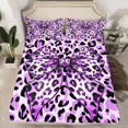 thumbnail image 2 of jejeloiu Cheetah Bowtie Twin Sheet Sets,Purple Leopard Print Bedding For Adults 3 Pieces, 2 of 7