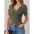 thumbnail image 4 of ANRABESS Womens Tops Short Sleeve V Neck Sexy Ribbed Knit Slim Fit Lightweight Sweater 2026 Summer Dressy Casual T-Shirts Small, 4 of 7