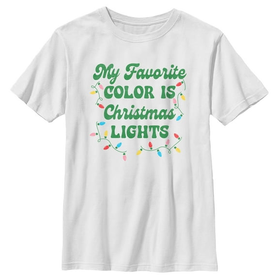 Boy's Lost Gods My Favorite Color Is Christmas Lights Graphic Tee White Large