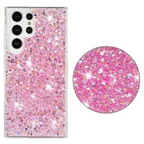 for Samsung Galaxy S24 Ultra Glitter Case, Cute Bling Sparkle Shiny Slim Soft Silicone Reflective Clear TPU Bumper Women Girls Shockproof Protective Phone Case for Samsung Galaxy S24 Ultra, Pink