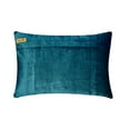 thumbnail image 3 of Decorative Blue 12"x14" (30x35 cm) Lumbar Pillow Cover, Velvet Foil Leather Oblong Pillow, Patchwork Pattern Modern Style - Resplendent Teal, 3 of 3