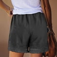 thumbnail image 6 of Kelon Linen Shorts for Women Summer Ruffle Waist Mid Waisted Drawstring Wide Leg Shorts with Pockets Vacation Outfit, 6 of 8