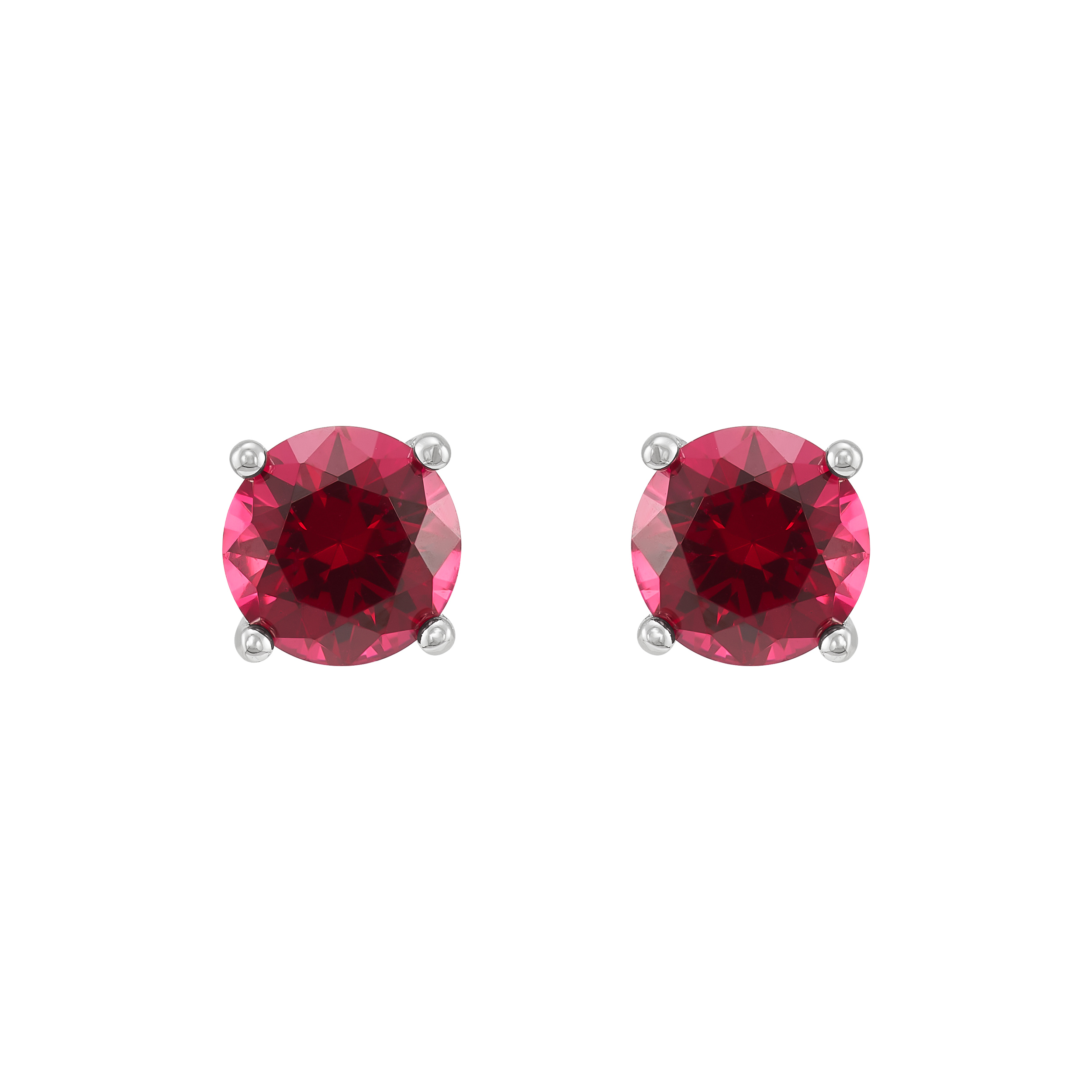 Brilliance Fine Jewelry Created Ruby and White Cubic Zircoina Pendant Necklace and Studs Set in Sterling Silver