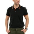 thumbnail image 3 of X RAY Jeans Mens Basic Short Sleeve Tipped Polo, Black/Vermillion, L, 3 of 6