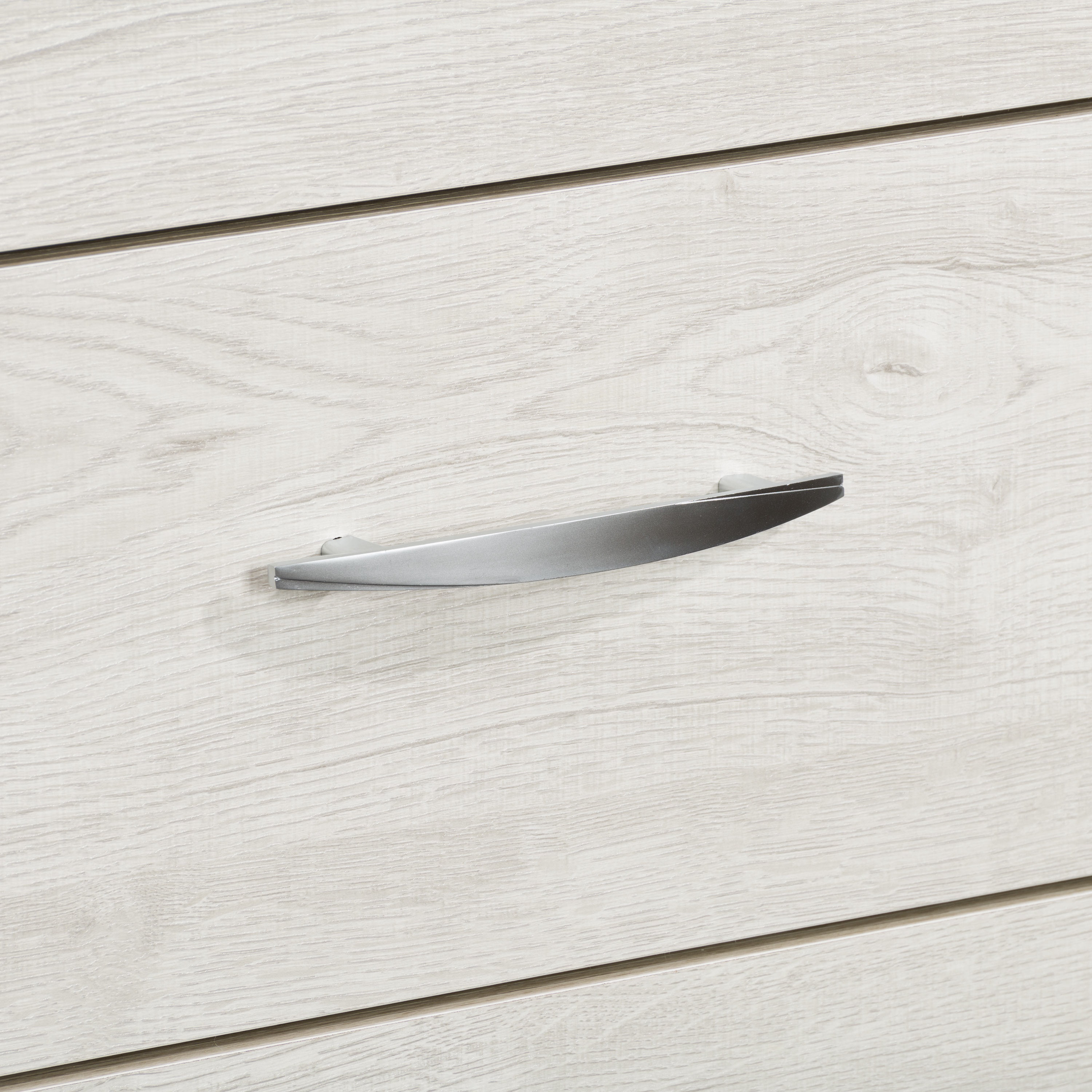 Commode combinée pour adulte CorLiving Newport, style moderne du milieu du siècle, en bois d'ingénierie, 5 tiroirs, blanc délavé