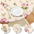 thumbnail image 4 of Round tablecloth with elastic edge, soft polyester fabric, water-resistant, floral design, fits 44-52 inch tables, big size version, 4 of 7