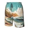 thumbnail image 4 of Pofeuu Coastal Palm Beach Prin Men's Swim Trunks Quick Dry Bathing Suit Swimming Board Shorts Mesh Lining Beach Swimwear-3X-Large, 4 of 6