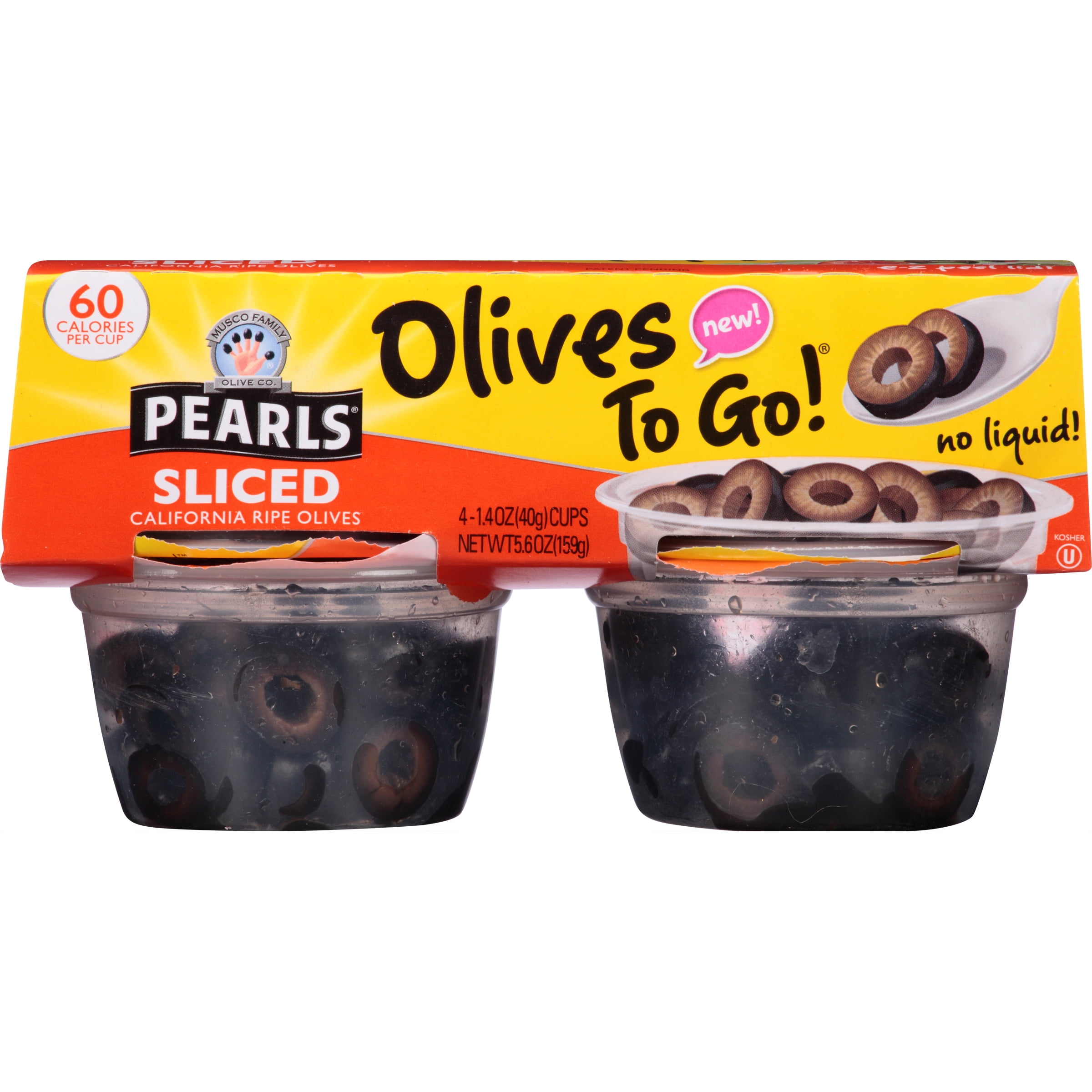 Pearls Olives To Go! Sliced Ripe Black Olives, 6 Packages of (4) 1.4