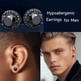 thumbnail image 4 of MomentWish 2 Carat Round Cut Brilliant Black Moissanite Stud Earrings for Women Men 925 Sterling Silver Jewelry Father's Day Gift, 4 of 9