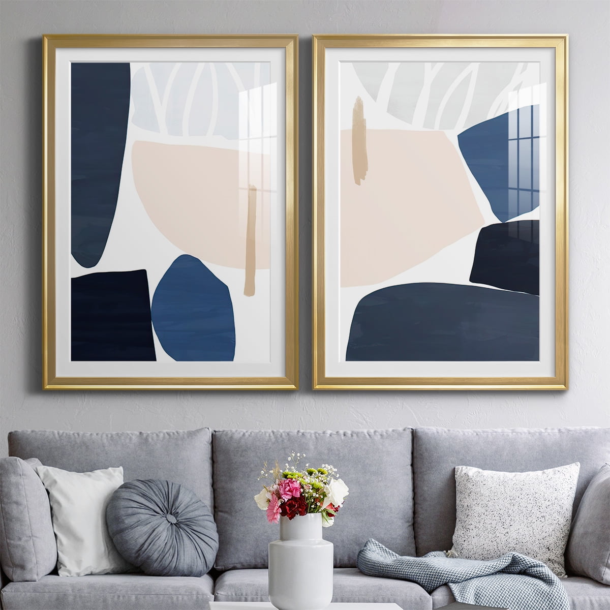 Wexford Home Denim and Sand I Premium Framed Print, 26.5" x 36.5" - Ready to Hang, Gold (Set of 2)