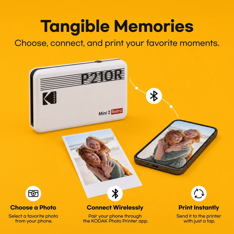 KODAK Mini 2 Retro Bluetooth Photo Printer, 2.1x3.4 in + 38 Sheets