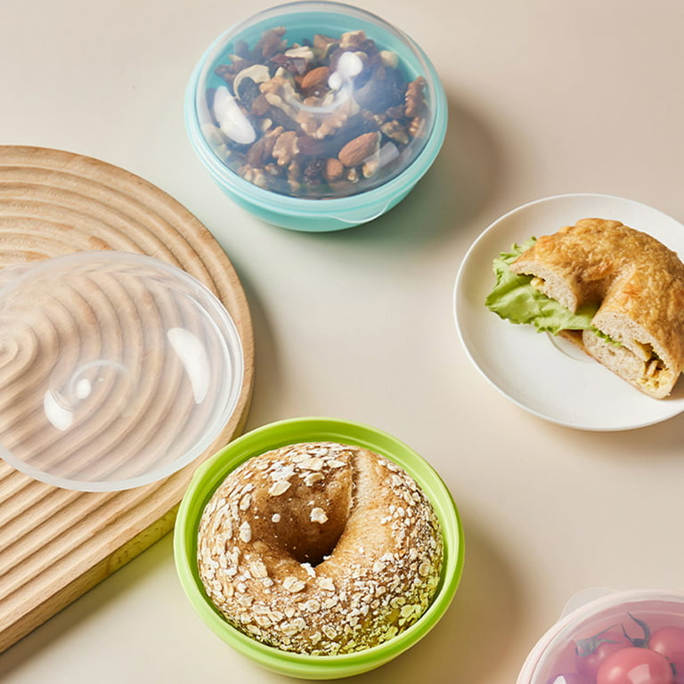 YUNx Bagel Container with Transparent Lid Strong Sealing Microwave