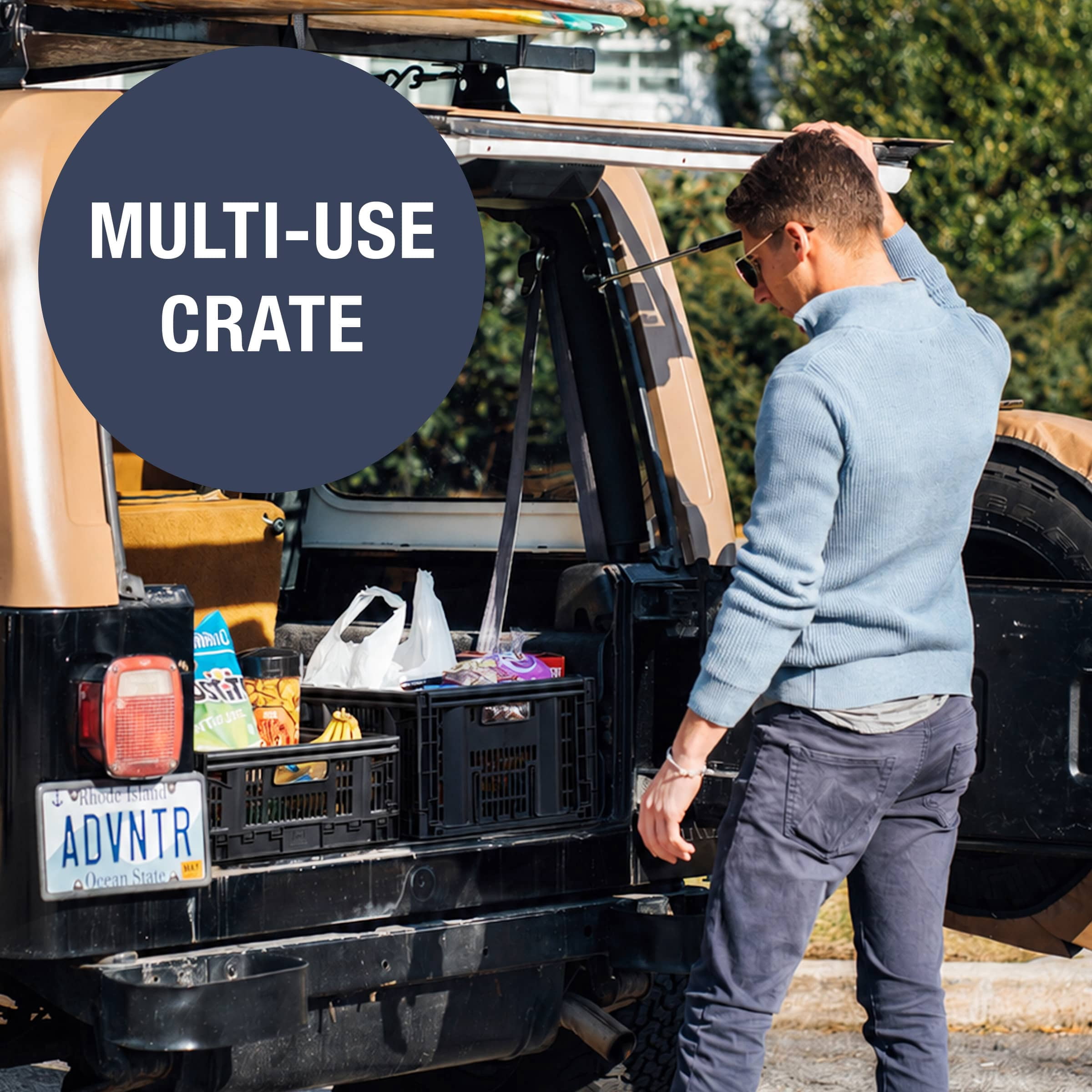 CleverMade 46L Pro-Grade Collapsible Storage Crate, Heavy Duty Storage Bin - Black