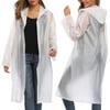 2 Pack Reusable Raincoat with Hoods and Sleeves Lightweight Rain, EVA Rain Poncho for Adults, White