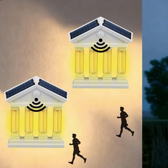 Solar Wall Lights Outdoor, 2 Pack LED Outdoor Solar Lights Dusk to Dawn, Warm White Solar Wall Lanterns for Porch Door Patio Fence Garage
