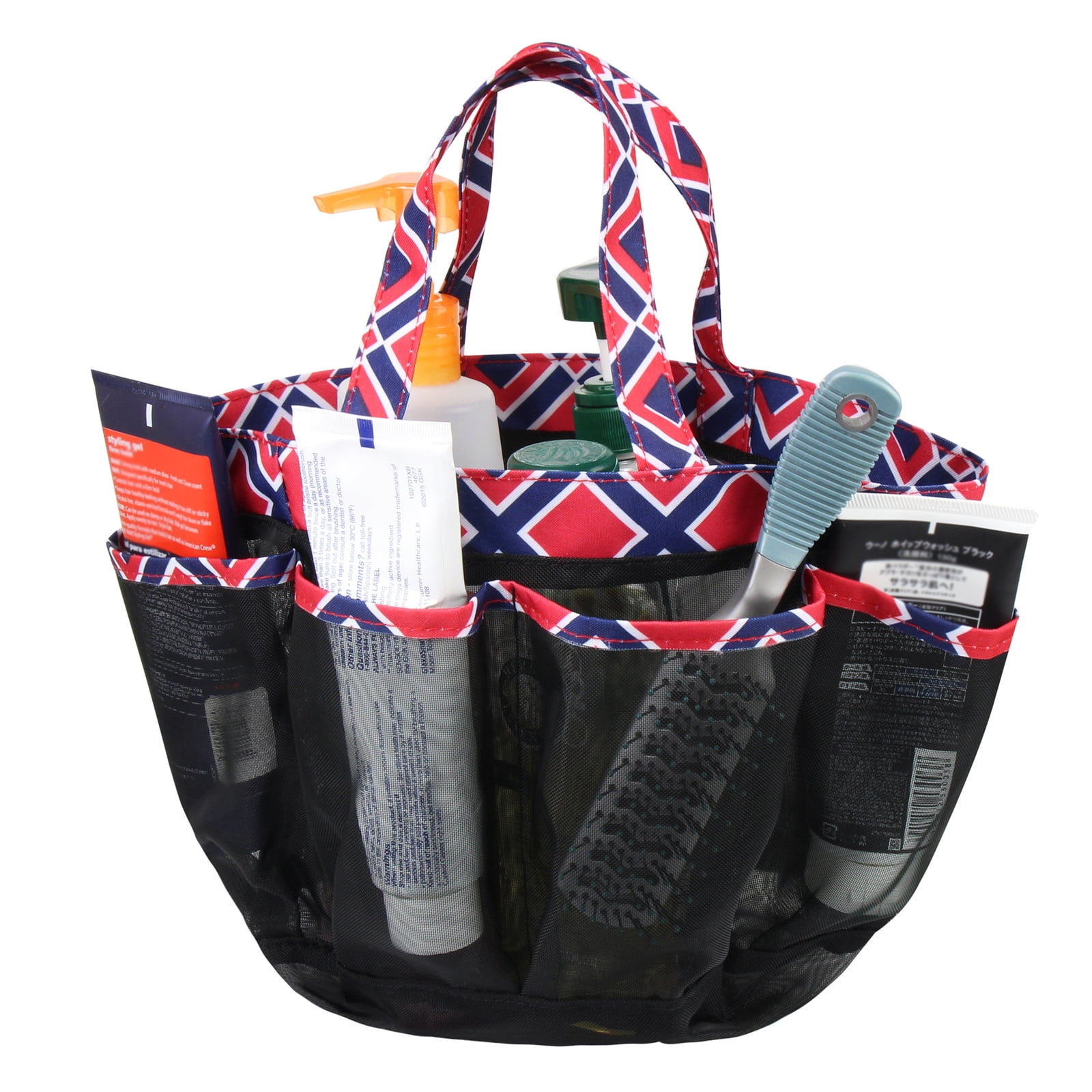 Zodaca Lightweight Mesh Shower Caddie Bag Quick Dry 7 Pocket Toiletry