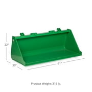 Titan Attachments 5FT Dirt Bucket Attachment Fits John Deere Hook And Pin Tractors, Low Profile Bucket For Dirt, Debris, Material Loading with Reinforced Gussets