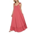 thumbnail image 3 of Doublju Women's Scoop Neck Ruffle Trim Maxi Long Dress (Plus Size Available), 3 of 4
