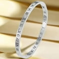 thumbnail image 2 of 4mm Stainless Steel Open Clasp Roman Numbers Cubic Zircon Filled Bangle Bracelet, 2 of 5