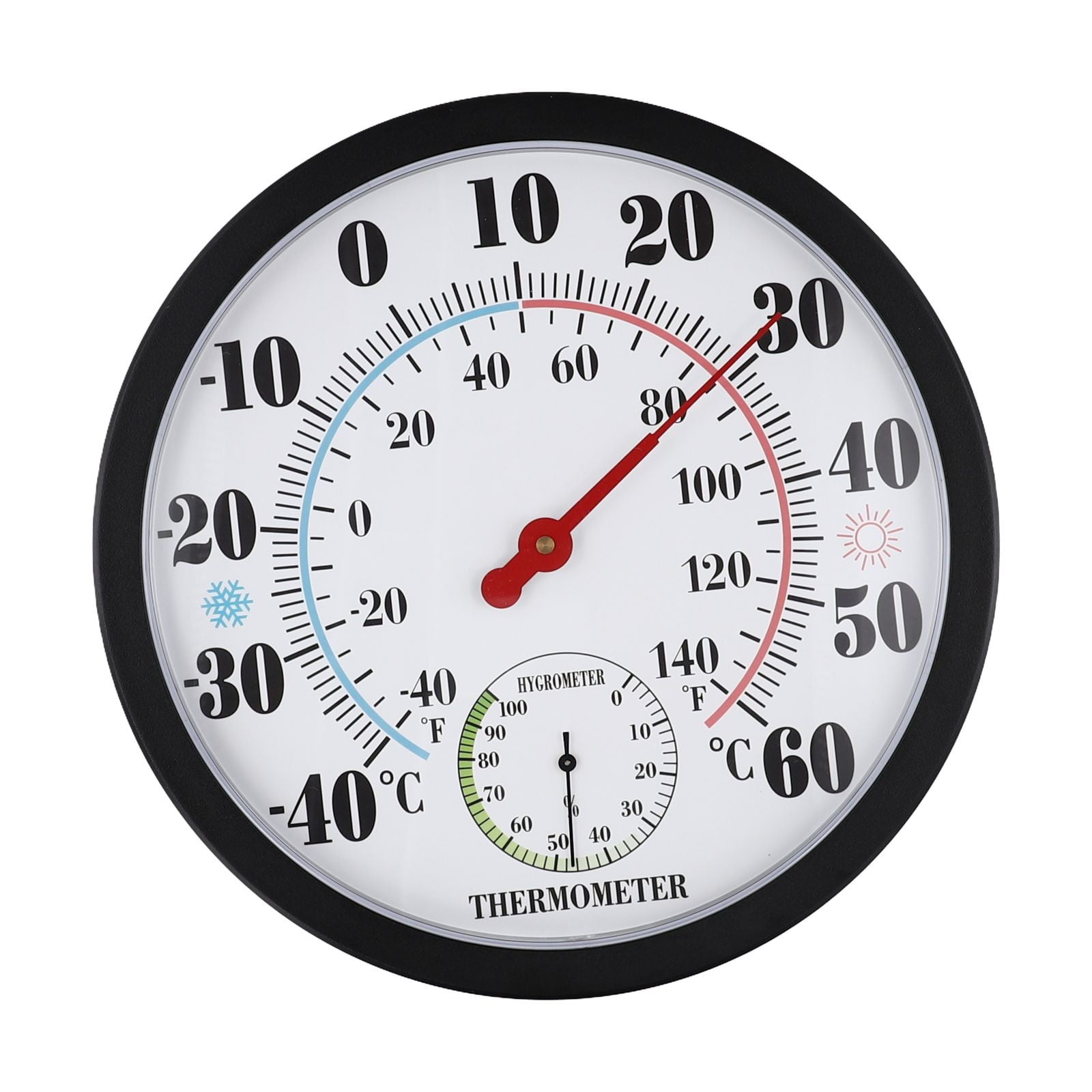 Wodtesl Garden Decoration Thermometer Outdoor Thermometer 25cm/9.8inch Outdoor Thermometer Plastic Thermohygrometer Wall Hanging White
