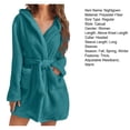 thumbnail image 6 of Women Coral Velvet Nightgown Women's Winter Nightgown Thick Plush Warm Hooded with Adjustable Lace Up Belt Solid Color for Great Water Absorption, 6 of 6