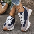 thumbnail image 2 of Rokment Womens Platform Walking Running Shoes Comfortable Vintage Suede Color Block Lace up Orthopedic Skate Tennis Fashion Sneakers Navy Size 8, 2 of 6