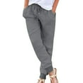 thumbnail image 2 of ALLLIST Cotton Linen Women's Pants Elastic Waist Joggers Plain Gray Lounge Pants Teen Pants, 2 of 5