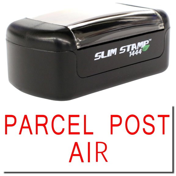 Slim Pre-Inked Parcel Post Air Stamp, Slim 1444, Ultra Slim Design, Impression Size 1/2" by 1-3/4", Up to 25,000 Impressions - Red Ink
