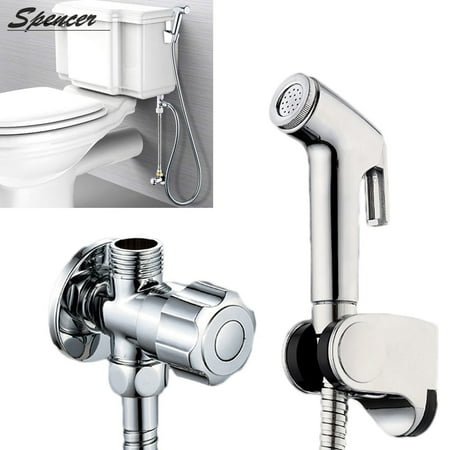 Spencer Portable Stainless Steel Handheld Bidet Toilet Sprayer Kit with Wall Bracket for Bathroom Diaper