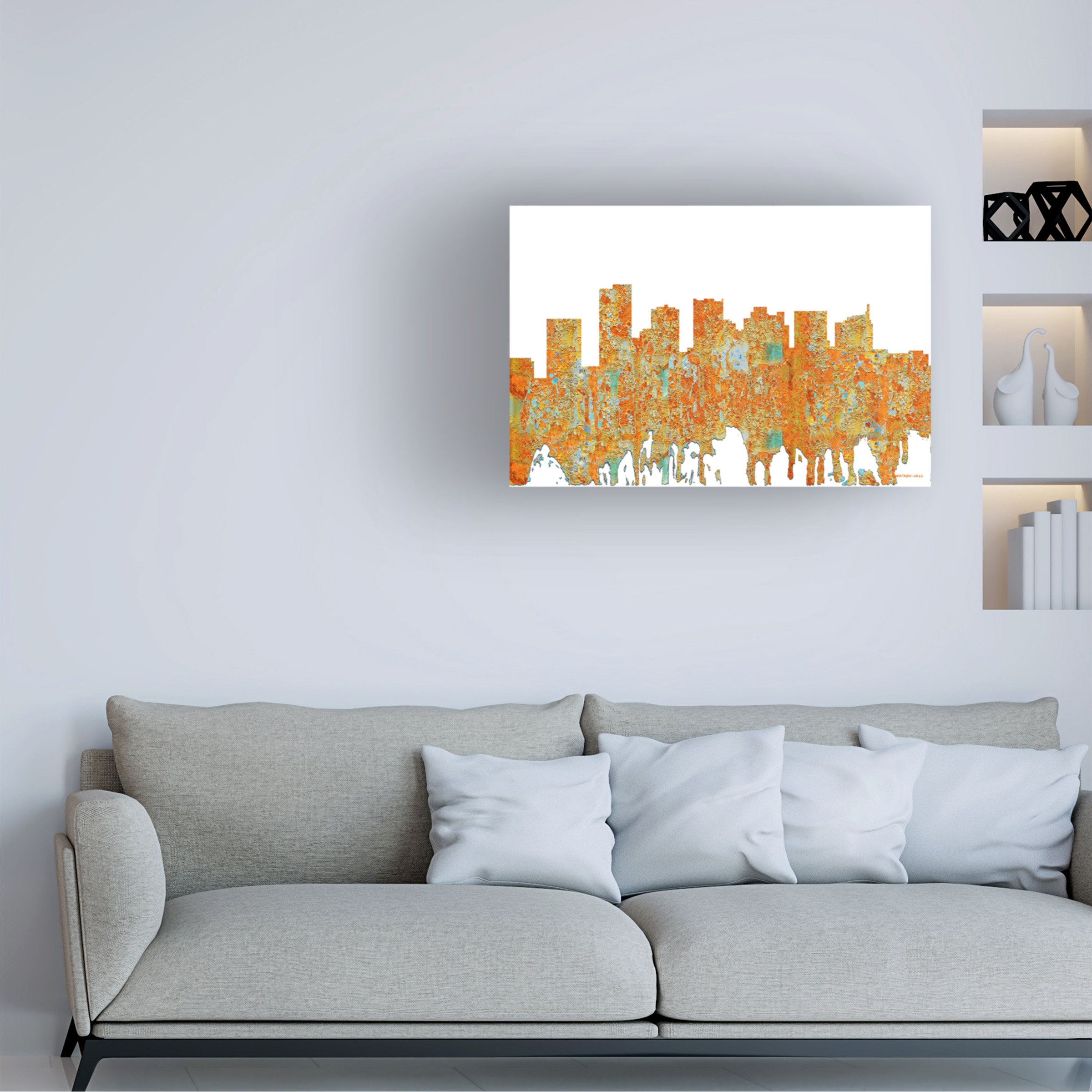 Marlene Watson 'Scottsdale Arizona Skyline Rust' Canvas Art