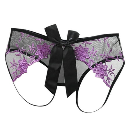 Womens Crotchless Panties Cheeky Panties for Women A Women s Lingerie Crotchless Purple Lace Briefs
