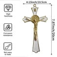 thumbnail image 2 of Golden St Benedict Crucifix Metal Wall Art, 7.8x4.1 Inch Cross, White Wall Decor, Saint Benedic Cross for Home Decoration, Catholic Gift, 2 of 7