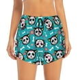 thumbnail image 2 of Picia Skull Cat Pattern Women's 2 in 1 Athletic Running Shorts High Waisted Workout Casual Gym Sweat Shorts with Comfy Liner Zipper Pockets-X-Large, 2 of 9