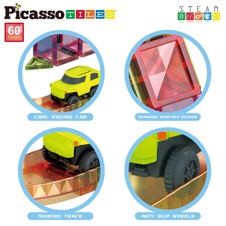PicassoTiles Lot de 100 blocs de construction magnétiques en forme PicassoTiles Lot de 100 blocs de construction magnétiques en forme
