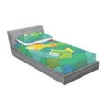 thumbnail image 3 of Ambesonne Nautical Fitted Sheet & Pillow Sham Set, Sea Marine Waves Funky, Queen, Multicolor, 3 of 3