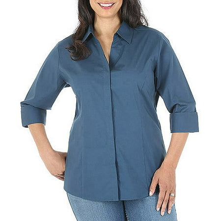 sleeve shirt plus button career lee riders seams flattering essentials princess