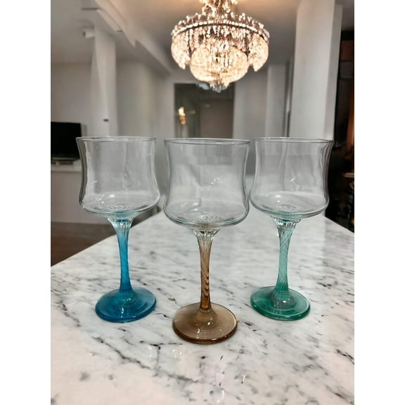 Color Twist Stem Wine Glasses, Set of 3
