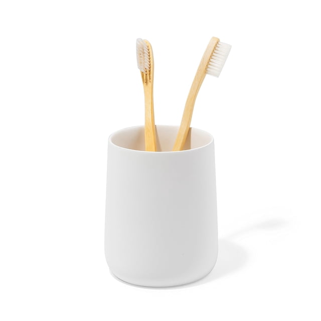 Soporte para cepillos de dientes y pasta de dientes, diseño de tejo, blanco mate