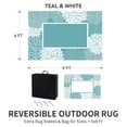 thumbnail image 5 of SIXHOME Outdoor Rug 6'x9' Waterproof Reversible Patio Rug Floral Border Plastic Straw Indoor Outdoor Rug for RV Camping Garden Picnic Beach Deck Backyard Porch Decor Light Blue, 5 of 7