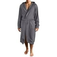 thumbnail image 3 of Quealent Mens Hooded Robe, Cotton Terry Cloth Bathrobe, Soft Bath Robes for Men (Gray,S), 3 of 5