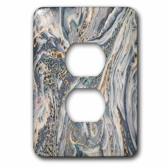 3dRose, Blue Gray and Gold Marble Texture Effect, 2 plug outlet cover