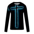 thumbnail image 5 of Blusas y camisas de manga larga con cuello redondo para hombre, blusa informal de manga larga con cuello redondo y estampado de rayas, blusa de poliéster para hombre, 5 of 5