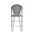 thumbnail image 3 of 2 PACK Bistro Style Black/White 26" High Counter Height Stool Chair with Light Bamboo Finish and Aluminum Frame For Indoor or Outdoor Use, 3 of 9
