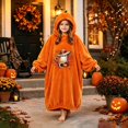 thumbnail image 6 of Afdoent Girls Halloween Pumpkin Jumpsuit Thick Winter Ghost Print Pajama Jumpsuit Fall Winter Loungewear Comfortable Kids Holiday Sleepwear 8-10 Years, 6 of 6